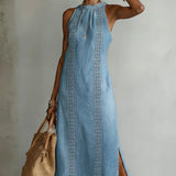 Zoey - Retro Lace Denim Dress