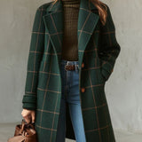 Natalia plaid tweed coat with lapel collar