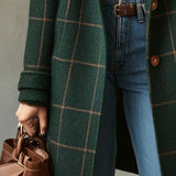 Natalia plaid tweed coat with lapel collar