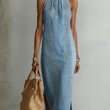 Zoey - Retro Lace Denim Dress