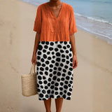 Summer - Orange Dress with Contrasting Dots