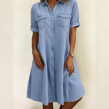 Rebecca - Casual Denim Style Midi Dress