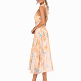 Miranda - Halter Neck Dress with Watercolour Print