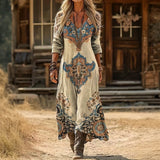 Nora - Casual Long Sleeve Dress with Vintage Inspiration