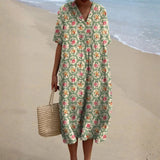 Sophie - Retro Floral Dress in Aqua Green