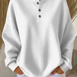 Nancy | Waffle Knit Henley Sweatshirt