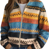 Jenna - Multicolor Zigzag Striped Knit Cardigan