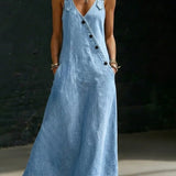 Lena - Long Denim Button Down Dress