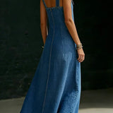 Lena - Long Denim Button Down Dress