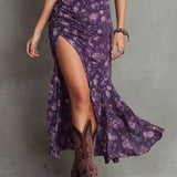 Lydia - Boho Smocked Floral Puff-Sleeve Midi Dress