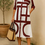 Audrey - Shirt Dress with Geometric Print