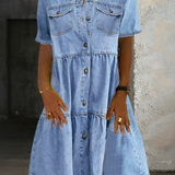 Jillian - Casual Elegant Denim Dress