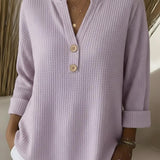 Sharon | Waffle Knit Henley Top