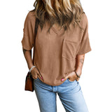 FREYA - Casual Textured Pocket V-Neck Tee
