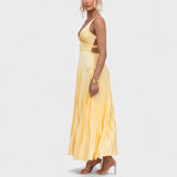Carmen - Yellow Pleated Maxi Dress