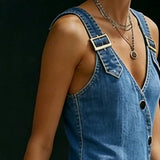 Lena - Long Denim Button Down Dress
