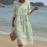 Lyla - Midi Dress with Plant and Flower Print