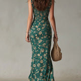 Brielle - Retro Boho Maxi Dress with Flowing Sleeves and Side Slit