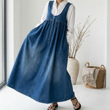 Amara - Vintage Denim Maxi Dress